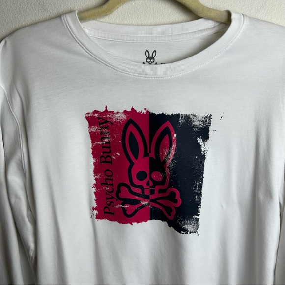 Psycho Bunny Men's White Coniston Crew neck long sleeve graphic tee size: L - Picture 3 of 8